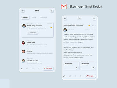 Skeuomorph Gmail Design brand clean design simple ui uidesign ux