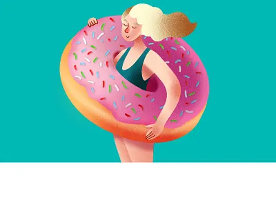 ''Donut'' beach body bodyshame character chubby design donut draw drawing girl graphicdesign illustration illustrator oversized poster print sketchbookpro summer sweet woman