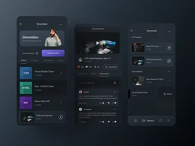 Sedasa Dark Mode App - Exploration app clean design clean ui concept dailyui dark app dark mode dark ui design mobile app mobile ui online classes ui ux