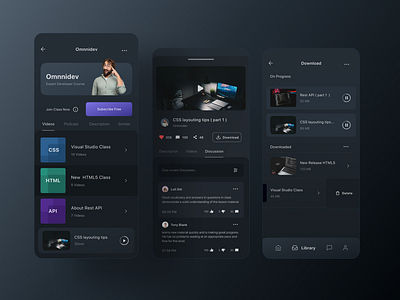 Sedasa Dark Mode App - Exploration app clean design clean ui concept dailyui dark app dark mode dark ui design mobile app mobile ui online classes ui ux