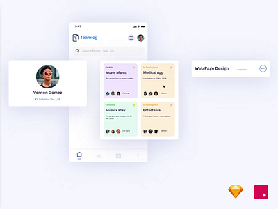 Teamlog App Animation animation design flat graphic icon interaction invisionstudio minimal project management sketch ui ui ux ux vector web website