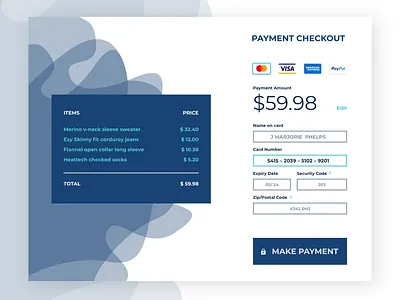 Credit Card Checkout adobexd checkout checkout form creditcard ecommerce payment ui ui design ui designer ui designers uidesign user experience user interface design userinterface ux ux design ux designer uxdesign uxui