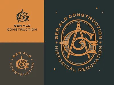 GA Monogram Identity Design caliper construction hellsjells historical identity letter lettermark letters logo logomark mark monogram ornamental oval renovations type typography victorian