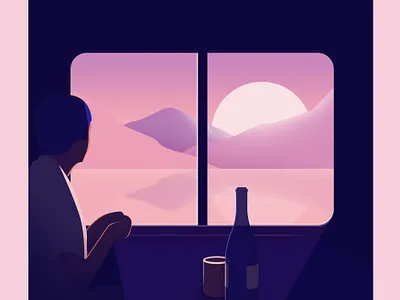 Train abstract beauty cute design graphic illustration lady landscape minimal people portrait wallpaper