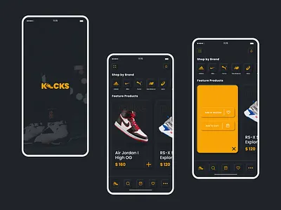 Kicks - Sneakers Dark UI Neumorphism app design design ecommerce ecommerce design interaction design mobile mobile design mobile ui neumorphic neumorphism shoes skeuomorphic sneakers ui ui design uidesigner uiux user experience ux design web design