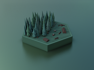 Wood (Catan #3) 3d blender blender3d board game catan diorama eevee illustration isometric low poly lowpoly tile