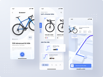 Bicycle rental system app bicycle bike blue design icon mobile ui ux