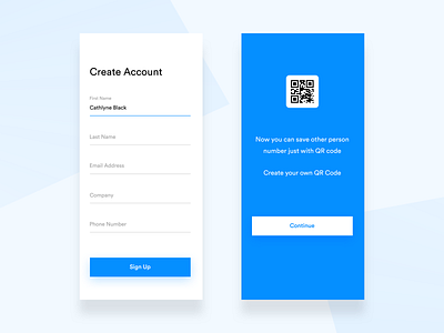 Scan QR app blue clean code create design minimal mobile mobile ui qr qrcode scan signup ui