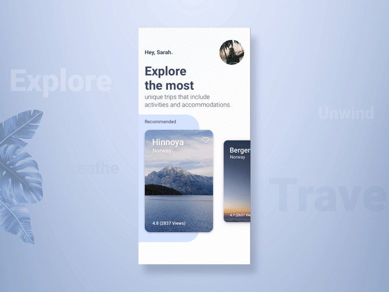 Travel App | Interaction Design animation app app design cards ui design illustration illustrator interaction design minimal motion transition travel app ui ui movement uidesign ux