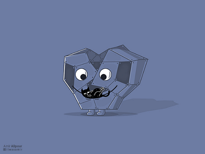 Cold Hearted adobe illustrator anxiety cat cat illustration cats character character design concept depression design heart hearts illustration love robot sad shape story symbol