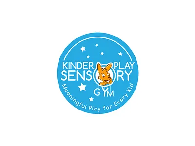 Kinder Play Sensory GYM activity animal baby badge blues children emblam funny game icon illustration institute kid line meaningful school stars vector