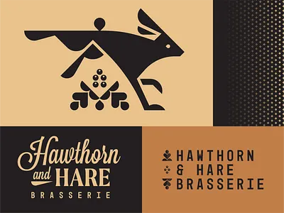 Brandimals 08 - Hare animal branding brasserie bunny geometric hawthorn illustration logo plant rabbit restaurant script