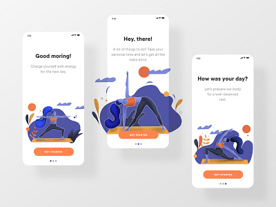 Yoga all day app app clean dailyui flat illustration ios mobile procreate webdesign yoga yoga app