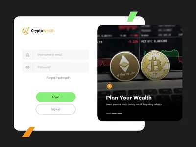 Login cryptocurrency ui design uiux wallet web website