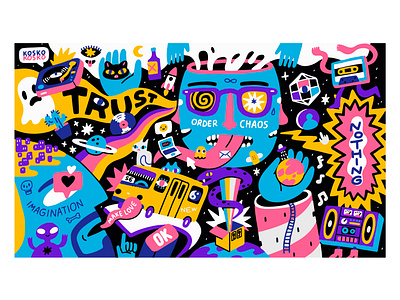 TRUST artwork astronaut crazy illustration image kosko procreate psychedelic psychedelic art trace trust vector wall art
