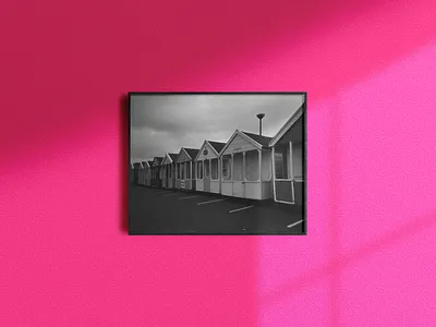 Southwold II 35mm analogue blackandwhite film photograhy pink