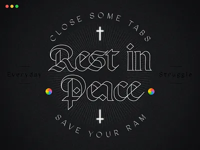 RIP apple branding cross illustration lettering letters mac type typography vector wheel