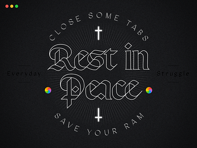 RIP apple branding cross illustration lettering letters mac type typography vector wheel