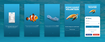 Ocean cleanup volunteer app app design onboarding ui ui design ux web design