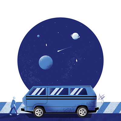 Bus art astro bus design freelance illustration illustrator lagos moon paint painting photoshop planets space vector