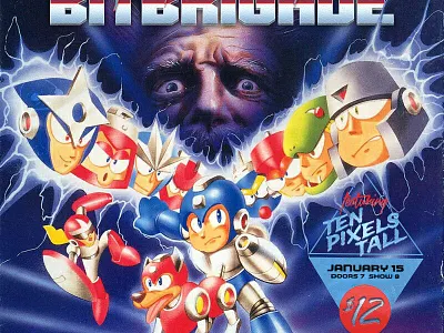 BitBrigade - Show Poster nintendo pixel art poster design retrowave