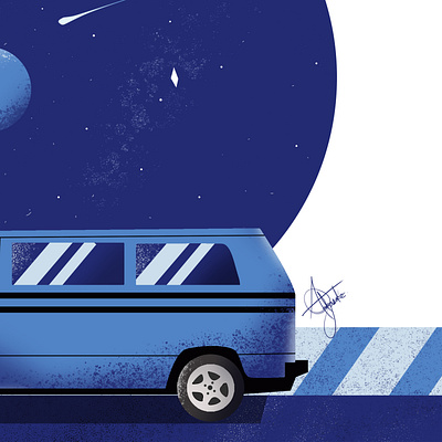 Bus art astro bus design freelance identity illustration illustrator space stars transport travel vector