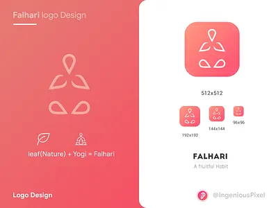 Falhari logo design android app icon app logo branding falhari food app fruit healthcare icon illustrator ingeniouspixel ios logo logo concept logo design nature ui ux yoga app