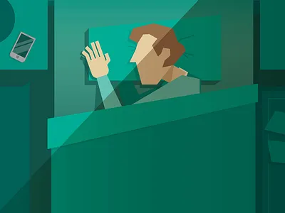 Waking Up alarm art bedroom flat illustration light mobile morning motiongraphic motiongraphics sleepy topview vector wakeup