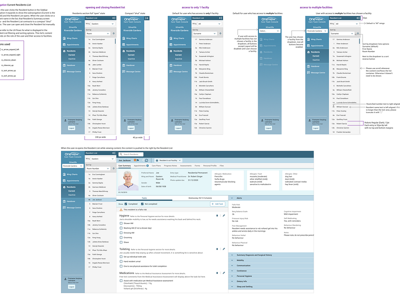 Current Residents Navigation senior living ui ux wireframe