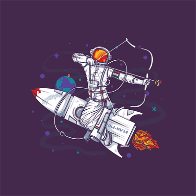 Hungarian in space astronaut design funny illustration vector