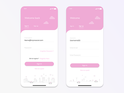 Sign In And Sign Up Screens - Go Ride App app design ios login login screen mobile app design signin signup ui ux