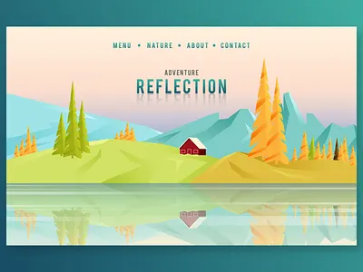Reflection Web Landing Page Illustration adventure homepage lake landing page landing page design mountain nature web