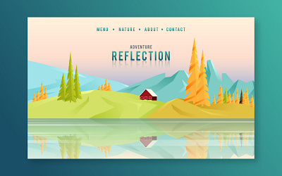 Reflection Web Landing Page Illustration adventure homepage lake landing page landing page design mountain nature web