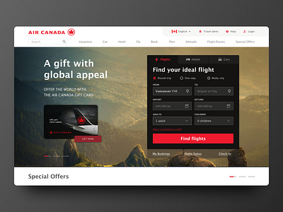 Concept - Air Canada air canada airline airport black ui cards concept content fly night mode ui uichallenge uidesign uiux ux uxdesign webdesign website