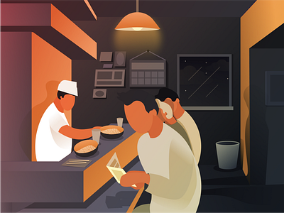 Small Restaurant Illustration chef dining dinner drawing eat figma figmadesign food food and drink gradients guests illustration procreate procreate app procreate art restaurant shot vector vector illustration vectorart