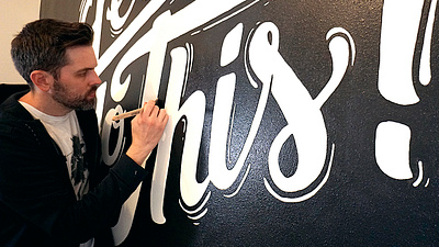 Hand Lettered Wall Mural - Let's Do This! art black and white blackandwhite brush calligraphy drawing graffiti hand drawn handlettering illustration lettered lettering lettering art painting streetart typography wall wall art wall mural