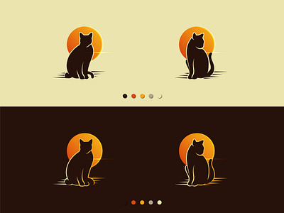 sunset cat animal logo branding branding design cat cat illustration cat logo catlovers design icon illustration illustrator logo logo design minimal sunset