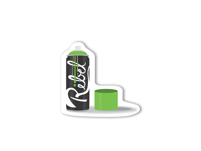 Rebel sticker - florescent green spray paint branding logo rebel spray can spray paint typography