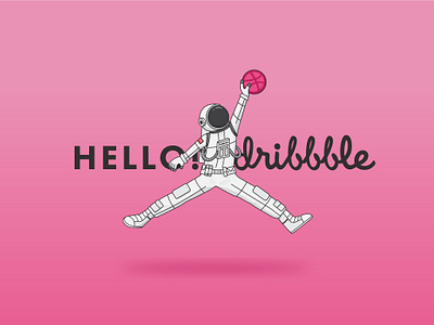 Hello Dribbble! astronaut first shot illstration illstrator spaceman thanks vector welcome welcome shot