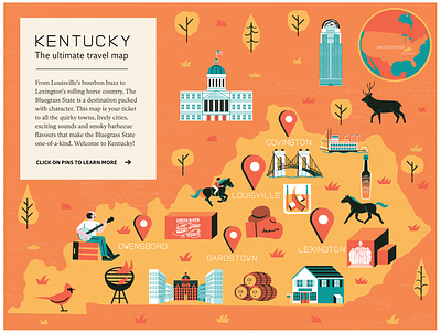 The Independent x Kentucky Department for Tourism colour design editorial illustration illustration map map illustration print