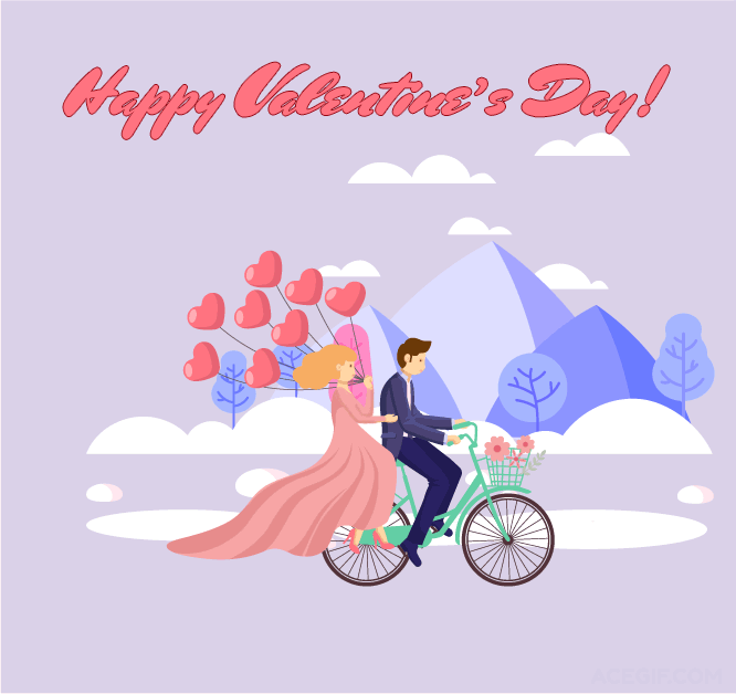 Couple in Love Riding a Bicycle on Valentine's Day ❤️ character colors design dribbble flat graphic design happiness heart illstration illustration love lovers man minimal minimalist valentine valentine day valentines card woman