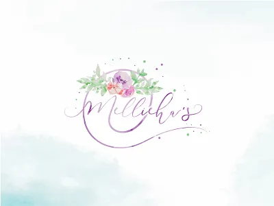 Mellicha's Flowers beautiful branding colorful creative design floral flower flowing logo logotype minimal nature typography vector watercolor
