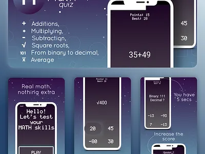 MathQuiz cover for Google Play app art design illustration logo minimal mobile ui ux web