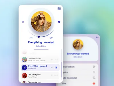 Simple UI player app billie eilish design uiux example minimal music app music player player ui