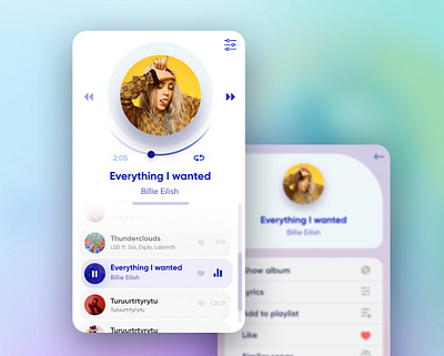 Simple UI player app billie eilish design uiux example minimal music app music player player ui