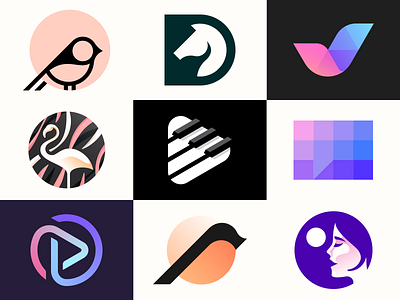 2019 Logo Collection animal bird brand button checkmark clever collection collective design flamingo girl horse identity identity branding logo mark play symbol talk