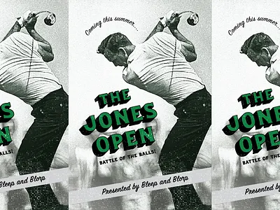 The fourth semi-annual... 50s black and white design false advertising golf green grey illustrator layout photoshop postcard poster retro texture typography