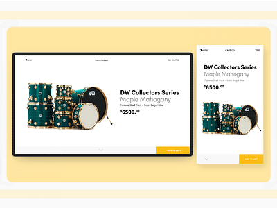 Buy a New Drum Set app branding design ecommerce ecommerce app instrument minimal musical instrument product display ui uiux web design