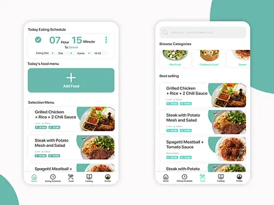 Eating Schedule App app app design app design idea design eat eating food food app green idea interface schedule schedule app simple ui uiux ux