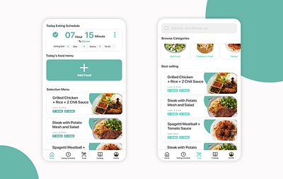 Eating Schedule App app app design app design idea design eat eating food food app green idea interface schedule schedule app simple ui uiux ux